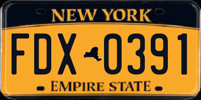 NY license plate FDX0391