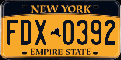 NY license plate FDX0392
