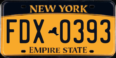 NY license plate FDX0393