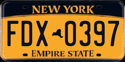 NY license plate FDX0397
