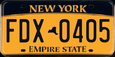 NY license plate FDX0405