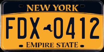 NY license plate FDX0412