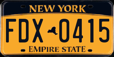 NY license plate FDX0415
