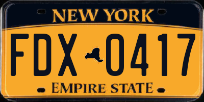 NY license plate FDX0417