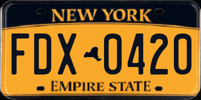 NY license plate FDX0420