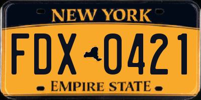 NY license plate FDX0421