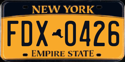NY license plate FDX0426