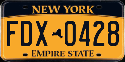 NY license plate FDX0428
