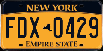 NY license plate FDX0429
