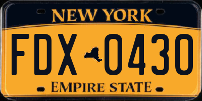 NY license plate FDX0430