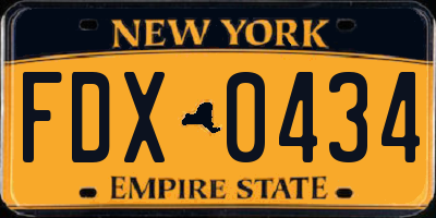 NY license plate FDX0434