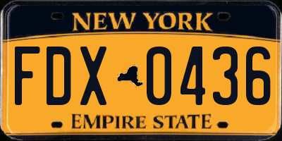 NY license plate FDX0436