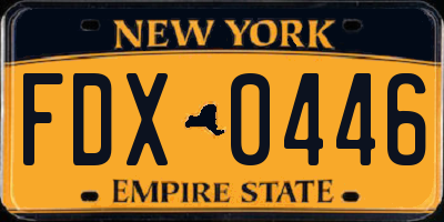 NY license plate FDX0446