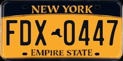 NY license plate FDX0447