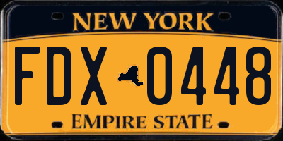 NY license plate FDX0448