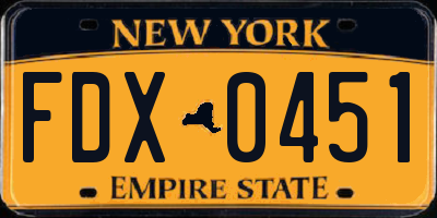 NY license plate FDX0451