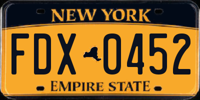 NY license plate FDX0452