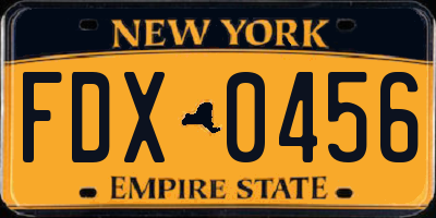 NY license plate FDX0456