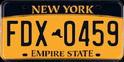NY license plate FDX0459