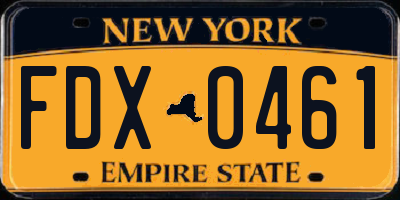 NY license plate FDX0461