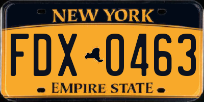 NY license plate FDX0463