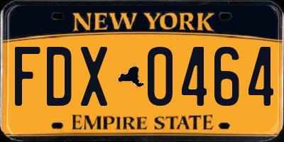 NY license plate FDX0464