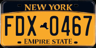 NY license plate FDX0467