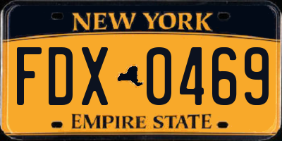 NY license plate FDX0469