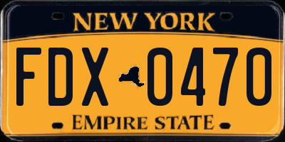 NY license plate FDX0470