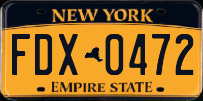 NY license plate FDX0472