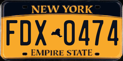 NY license plate FDX0474