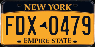 NY license plate FDX0479