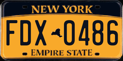 NY license plate FDX0486