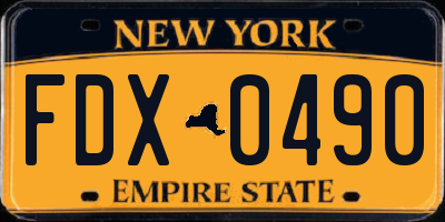 NY license plate FDX0490