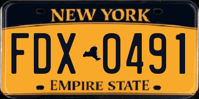NY license plate FDX0491