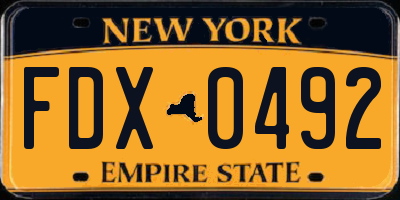 NY license plate FDX0492