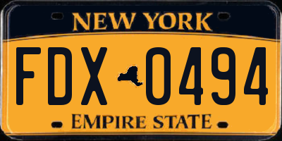 NY license plate FDX0494