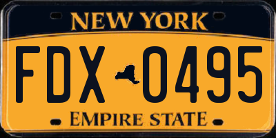 NY license plate FDX0495