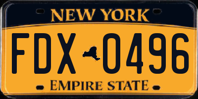 NY license plate FDX0496