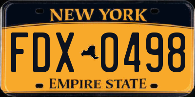 NY license plate FDX0498