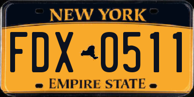 NY license plate FDX0511