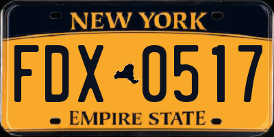 NY license plate FDX0517