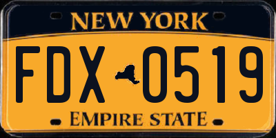 NY license plate FDX0519
