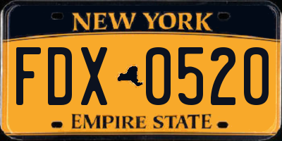 NY license plate FDX0520
