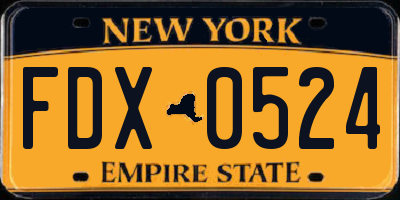 NY license plate FDX0524