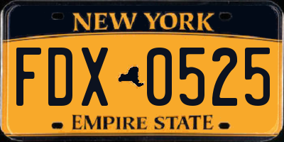 NY license plate FDX0525