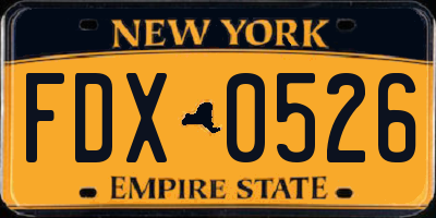 NY license plate FDX0526