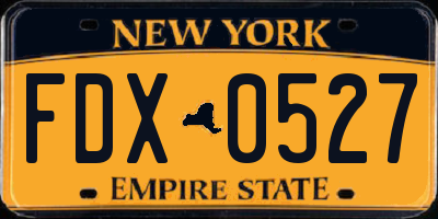 NY license plate FDX0527