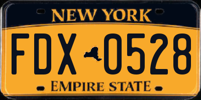NY license plate FDX0528