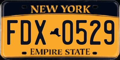 NY license plate FDX0529